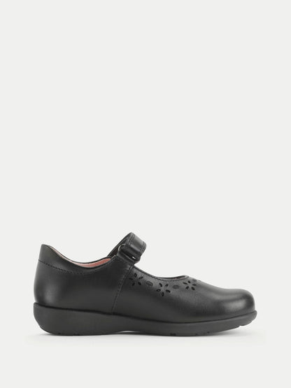Start Rite Charcoal Black Wide Fit Emily Shiny Mary Jane Single Rip Tape School Shoes image 2