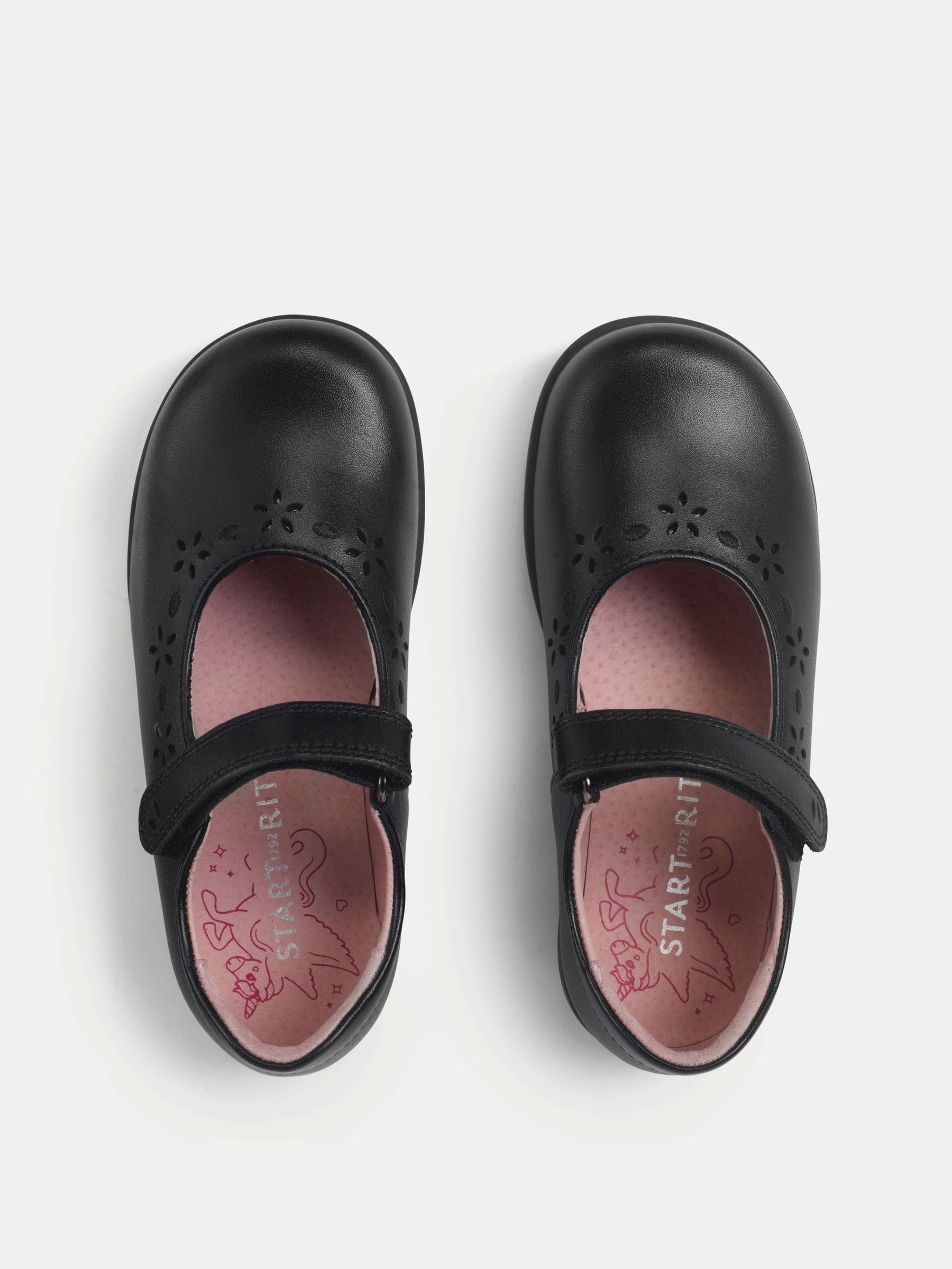 Start Rite Charcoal Black Wide Fit Emily Shiny Mary Jane Single Rip Tape School Shoes image 5