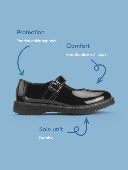 Start Rite Black Patent Standard Fit Embrace Mary Jane Buckle Chunky Stitch Down School Shoes image 6
