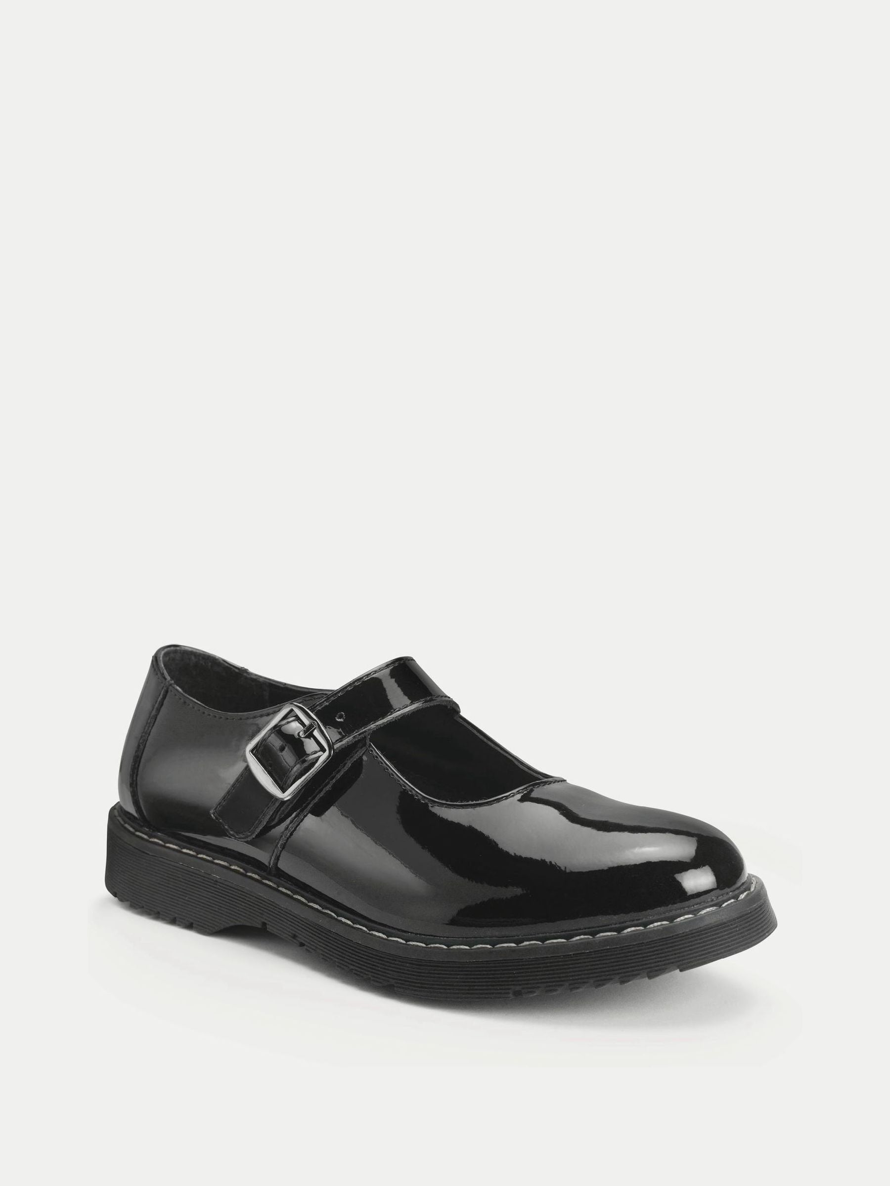 Start Rite Black Patent Wide Fit Embrace Mary Jane Buckle Chunky Stitch Down School Shoes image 2