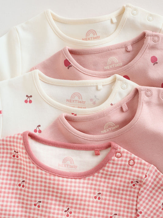 Pink Baby Short Sleeve Bodysuits 5 Pack image 3