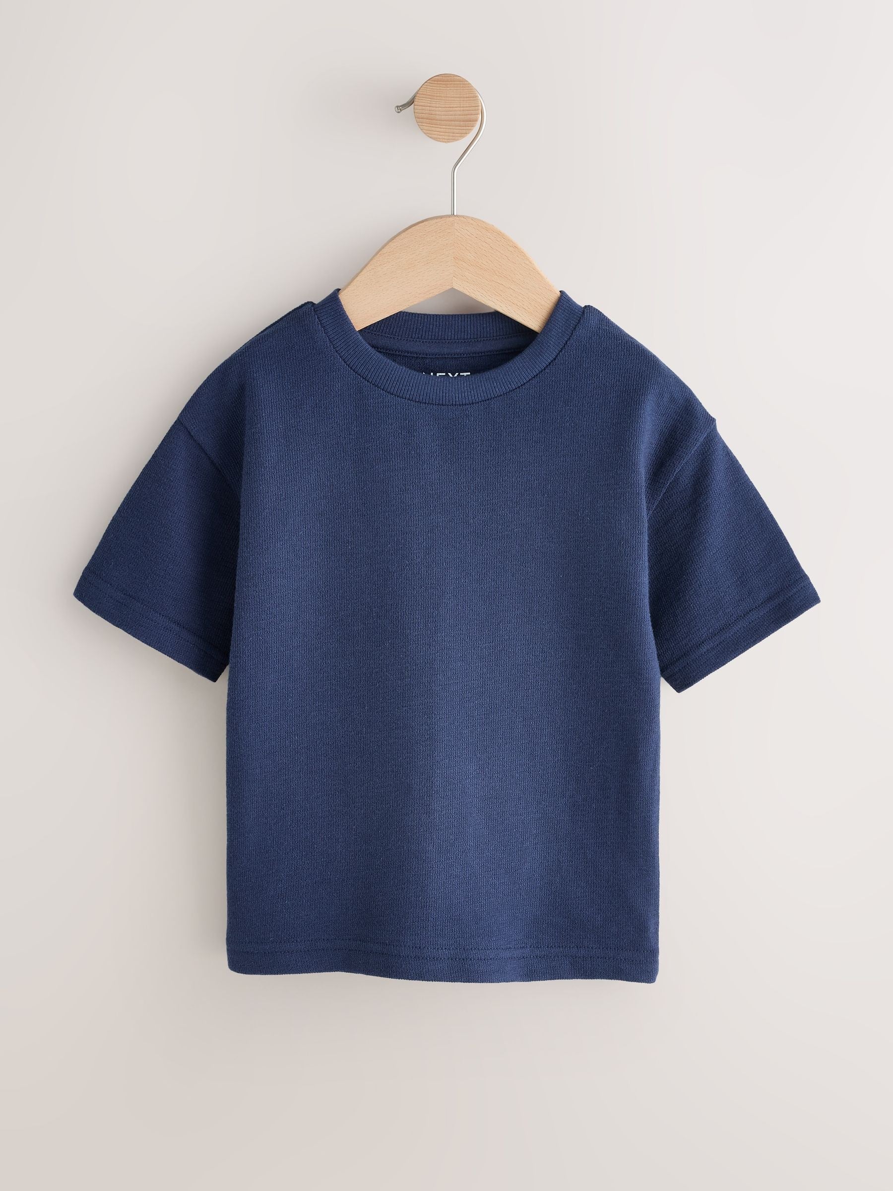 Navy Blue Short Sleeve Textured T-Shirt (3mths-7yrs) image 1