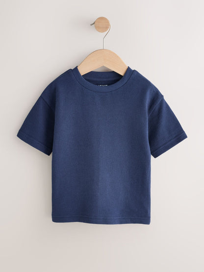Navy Blue Short Sleeve Textured T-Shirt (3mths-7yrs) image 1