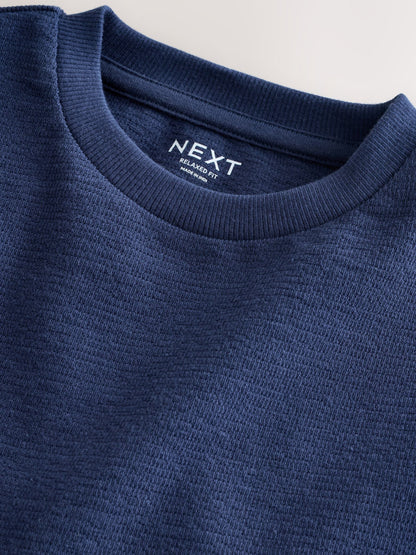 Navy Blue Short Sleeve Textured T-Shirt (3mths-7yrs) image 3