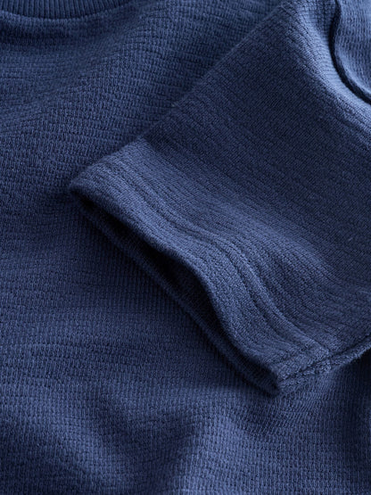 Navy Blue Short Sleeve Textured T-Shirt (3mths-7yrs) image 4