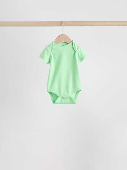 Blue Short Sleeve Long Sleeve Baby Bodysuits 5 Pack image 4