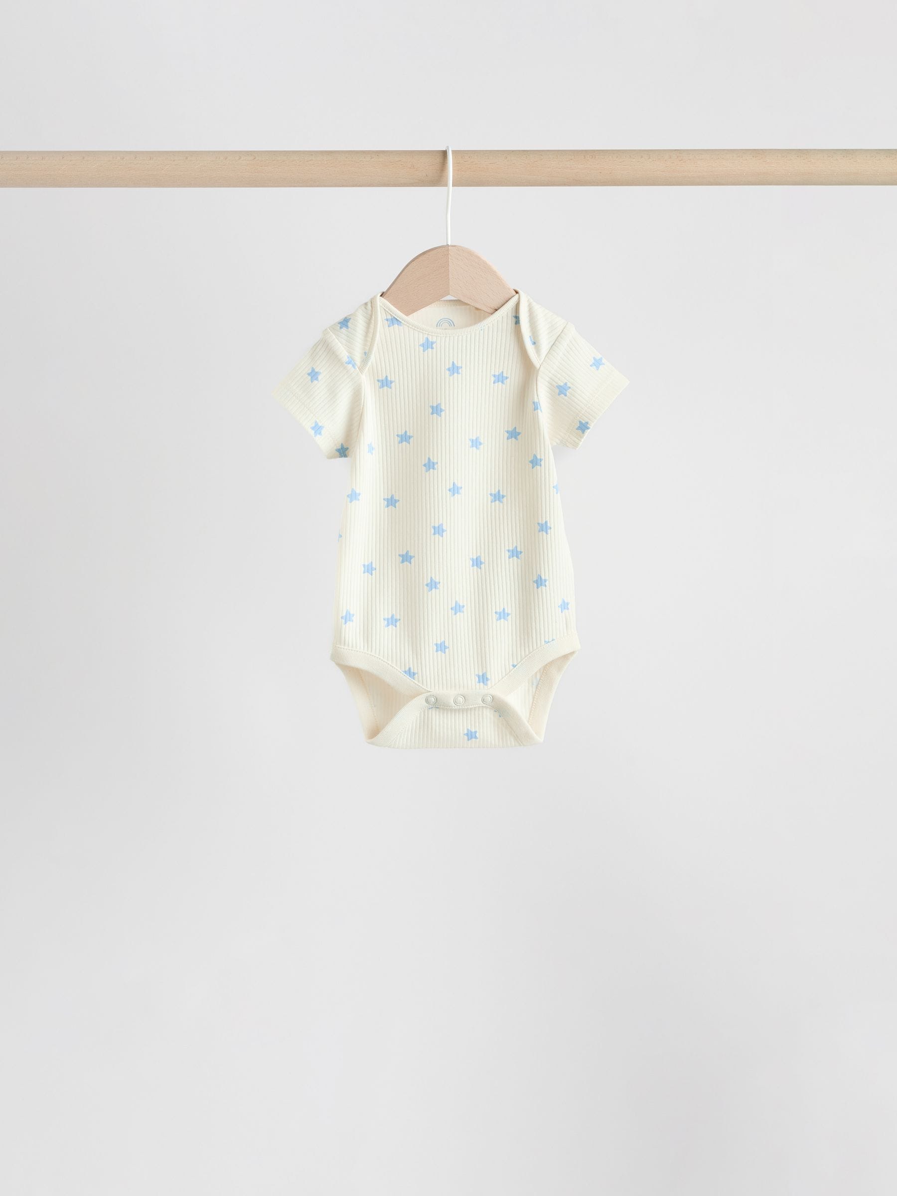Blue Short Sleeve Long Sleeve Baby Bodysuits 5 Pack image 5