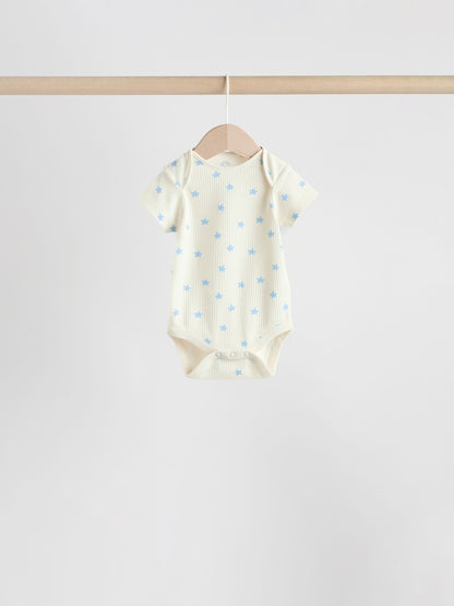 Blue Short Sleeve Long Sleeve Baby Bodysuits 5 Pack image 5