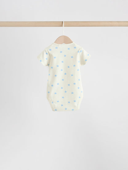 Blue Short Sleeve Long Sleeve Baby Bodysuits 5 Pack image 6
