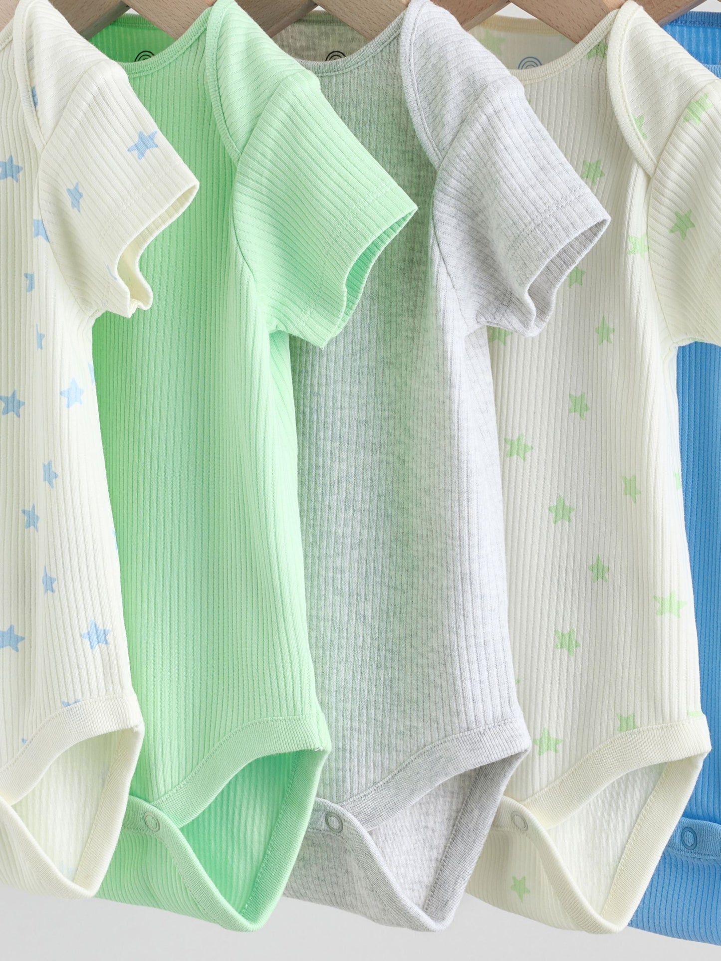 Blue Short Sleeve Long Sleeve Baby Bodysuits 5 Pack image 9