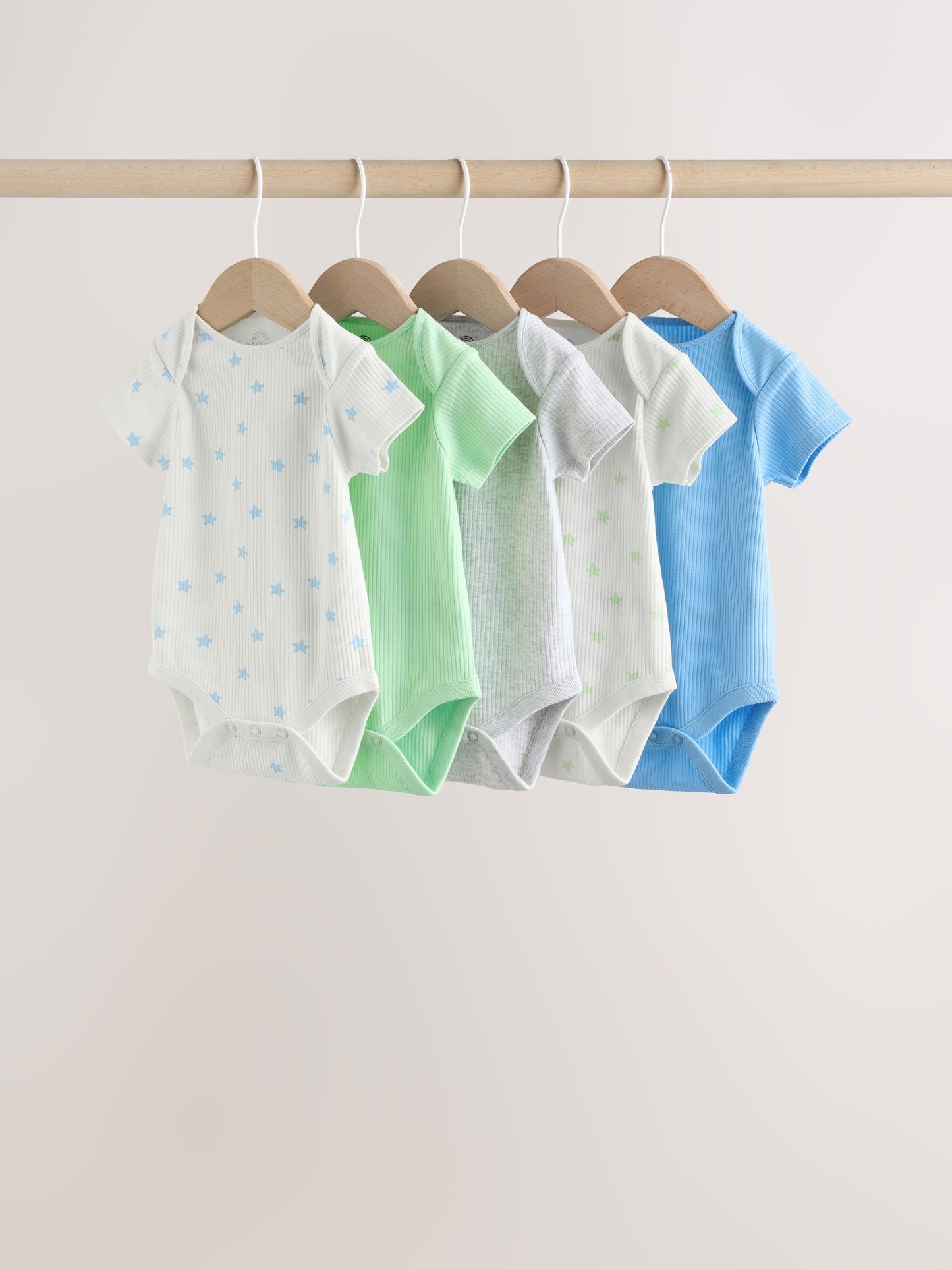 Blue Short Sleeve Long Sleeve Baby Bodysuits 5 Pack image 1
