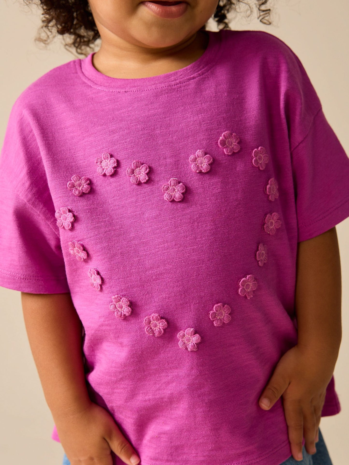 Purple Short Sleeve Heart Embroidered Top (3mths-7yrs) image 4
