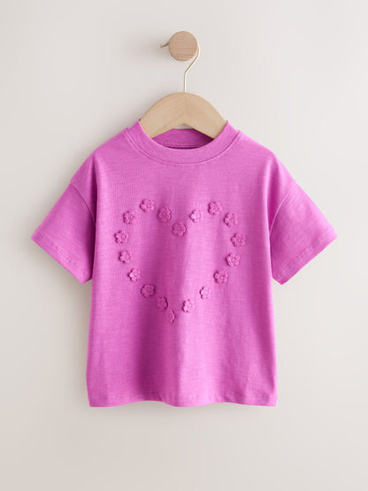 Purple Short Sleeve Heart Embroidered Top (3mths-7yrs) image 5
