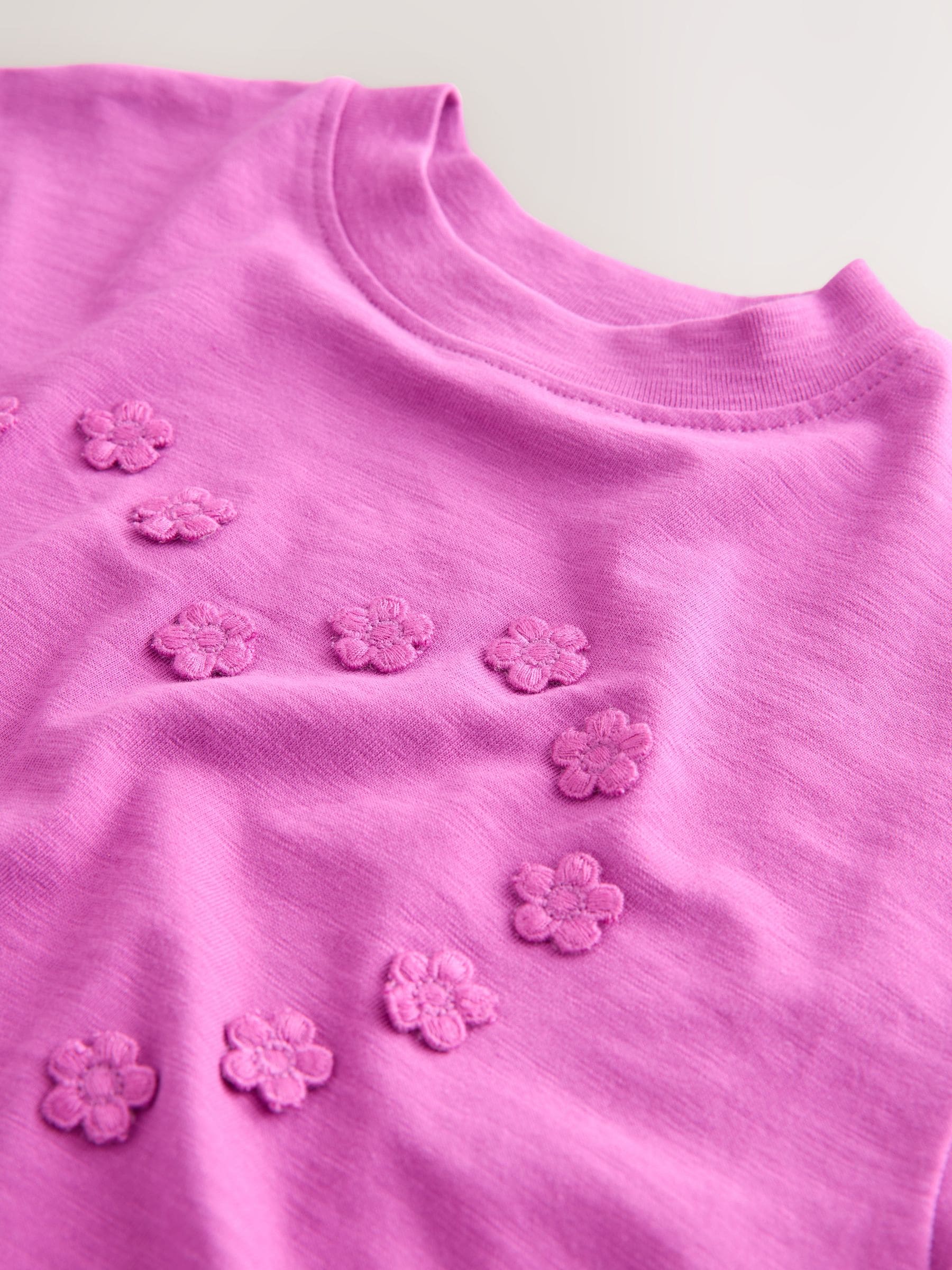Purple Short Sleeve Heart Embroidered Top (3mths-7yrs) image 7
