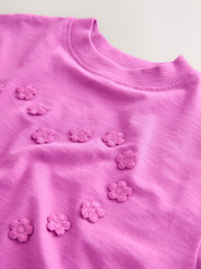 Purple Short Sleeve Heart Embroidered Top (3mths-7yrs) image 7