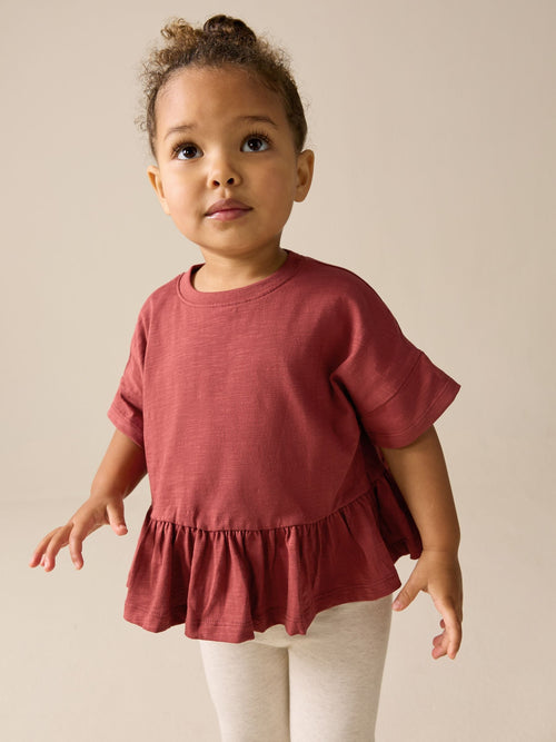 Rust Brown Short Sleeve Peplum T-Shirt (3mths-7yrs) image 1