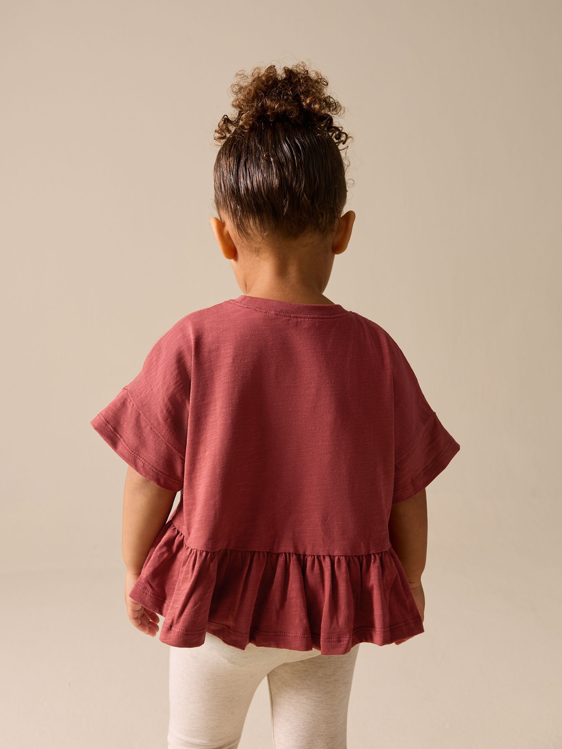 Rust Brown Short Sleeve Peplum T-Shirt (3mths-7yrs) image 3