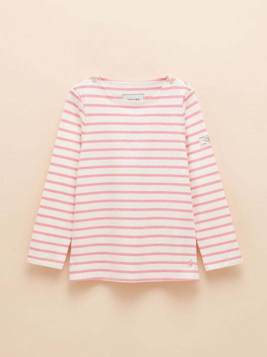 Joules Girls' Harbour Blue and Pink Two Pack Stripe Long Sleeve Top image 2