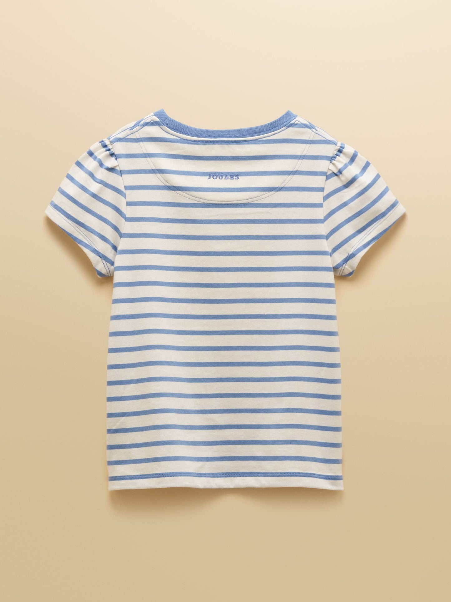 Joules Girls' Astra White & Blue Striped Horse Applique Cotton T-Shirt image 4