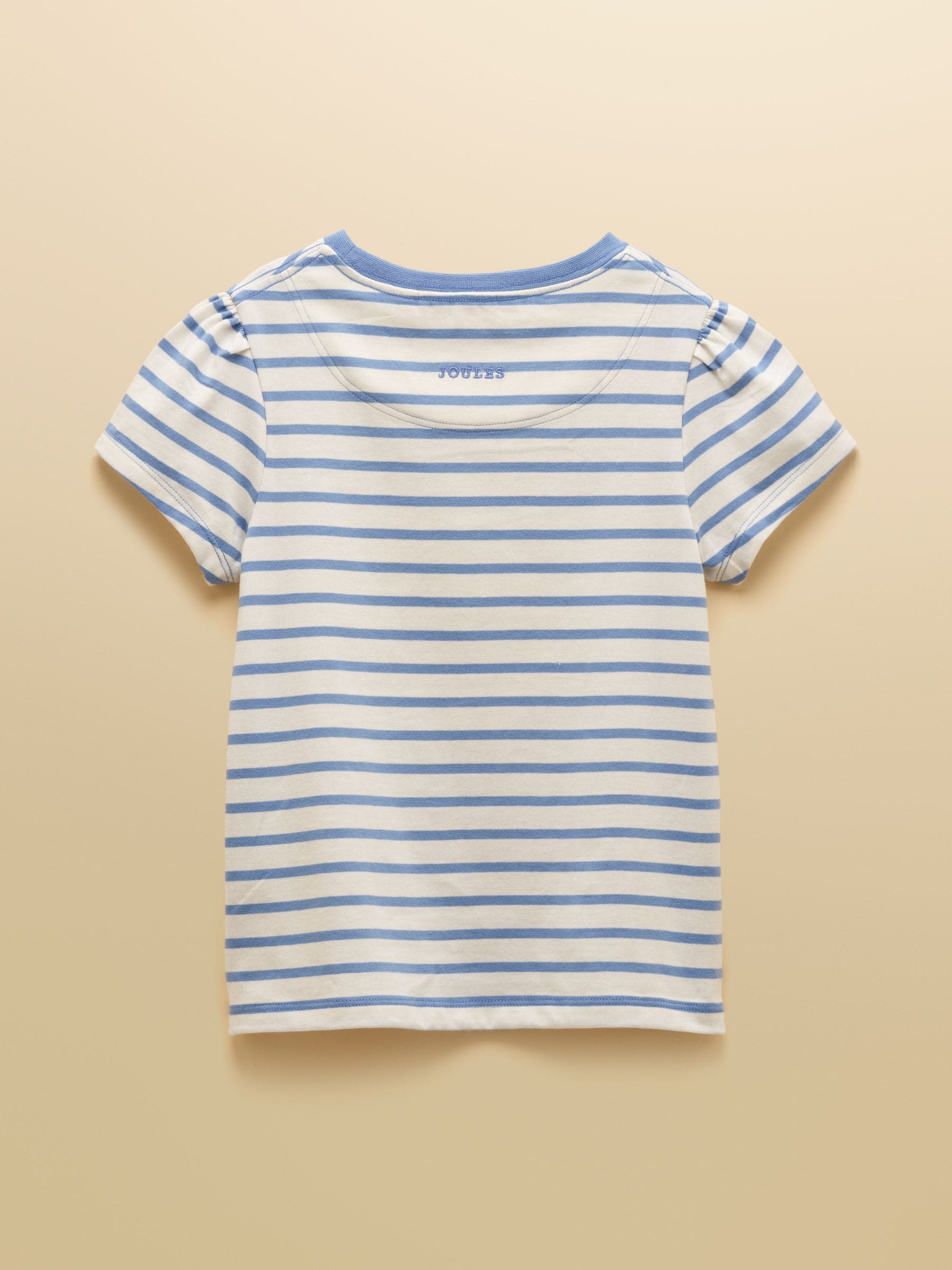 Joules Girls' Astra White & Blue Striped Horse Applique Cotton T-Shirt image 4