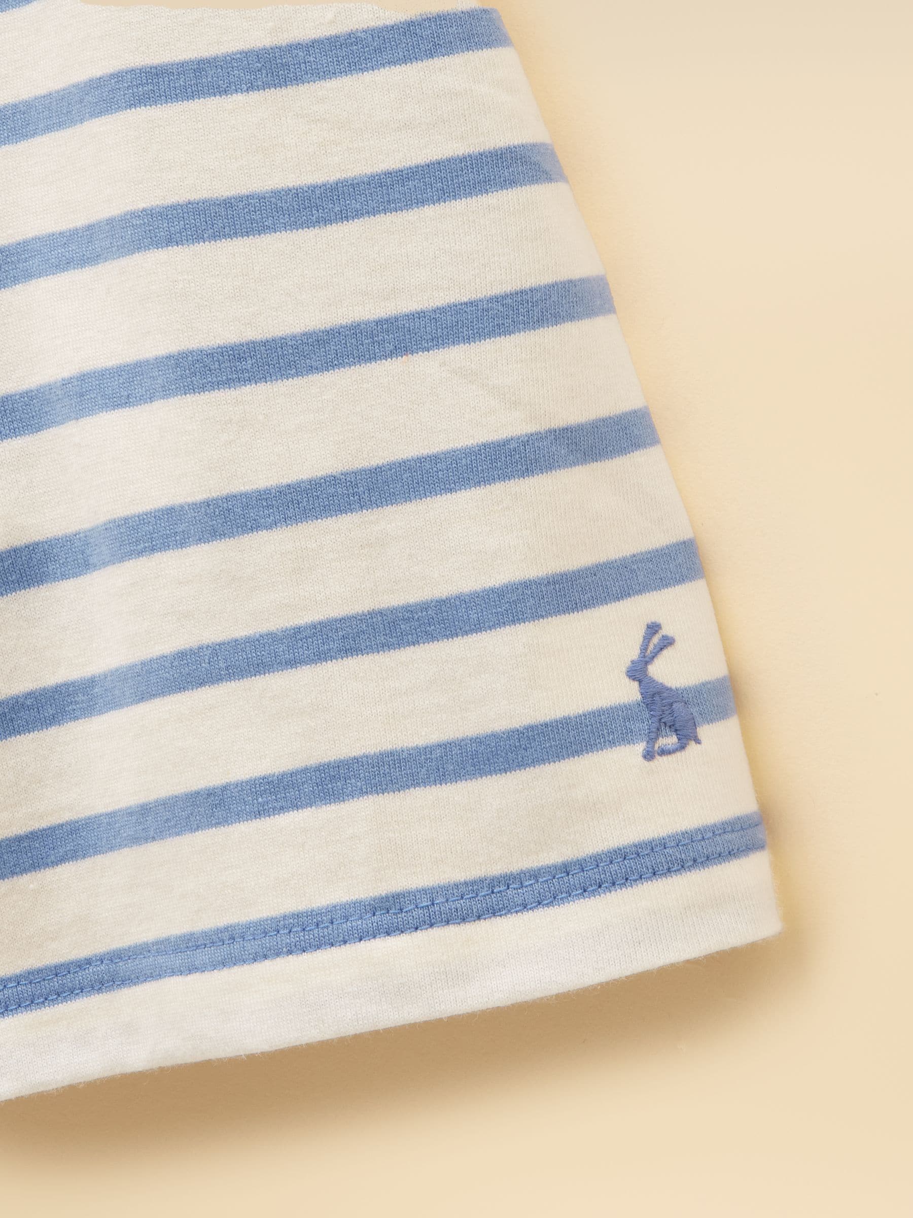 Joules Girls' Astra White & Blue Striped Horse Applique Cotton T-Shirt image 5