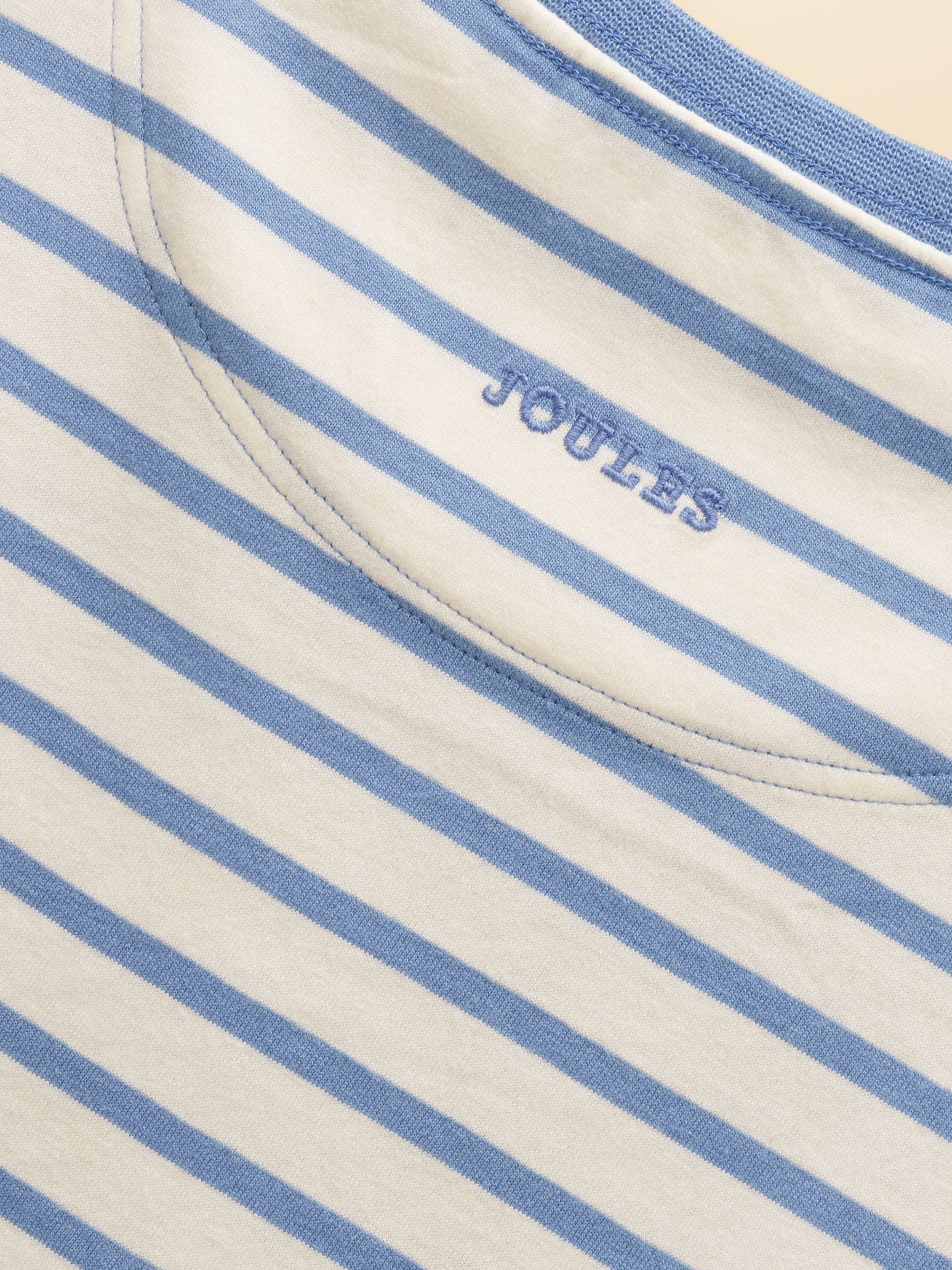 Joules Girls' Astra White & Blue Striped Horse Applique Cotton T-Shirt image 7