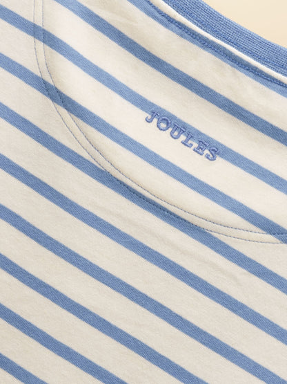 Joules Girls' Astra White & Blue Striped Horse Applique Cotton T-Shirt image 7
