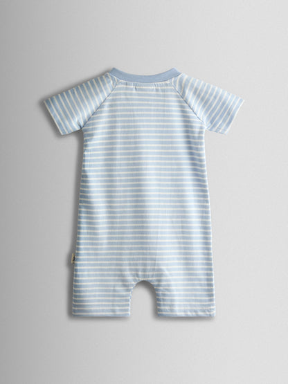 JoJo Maman Bébé Blue Peter Rabbit™ Appliqué Stripe Rompersuit image 3