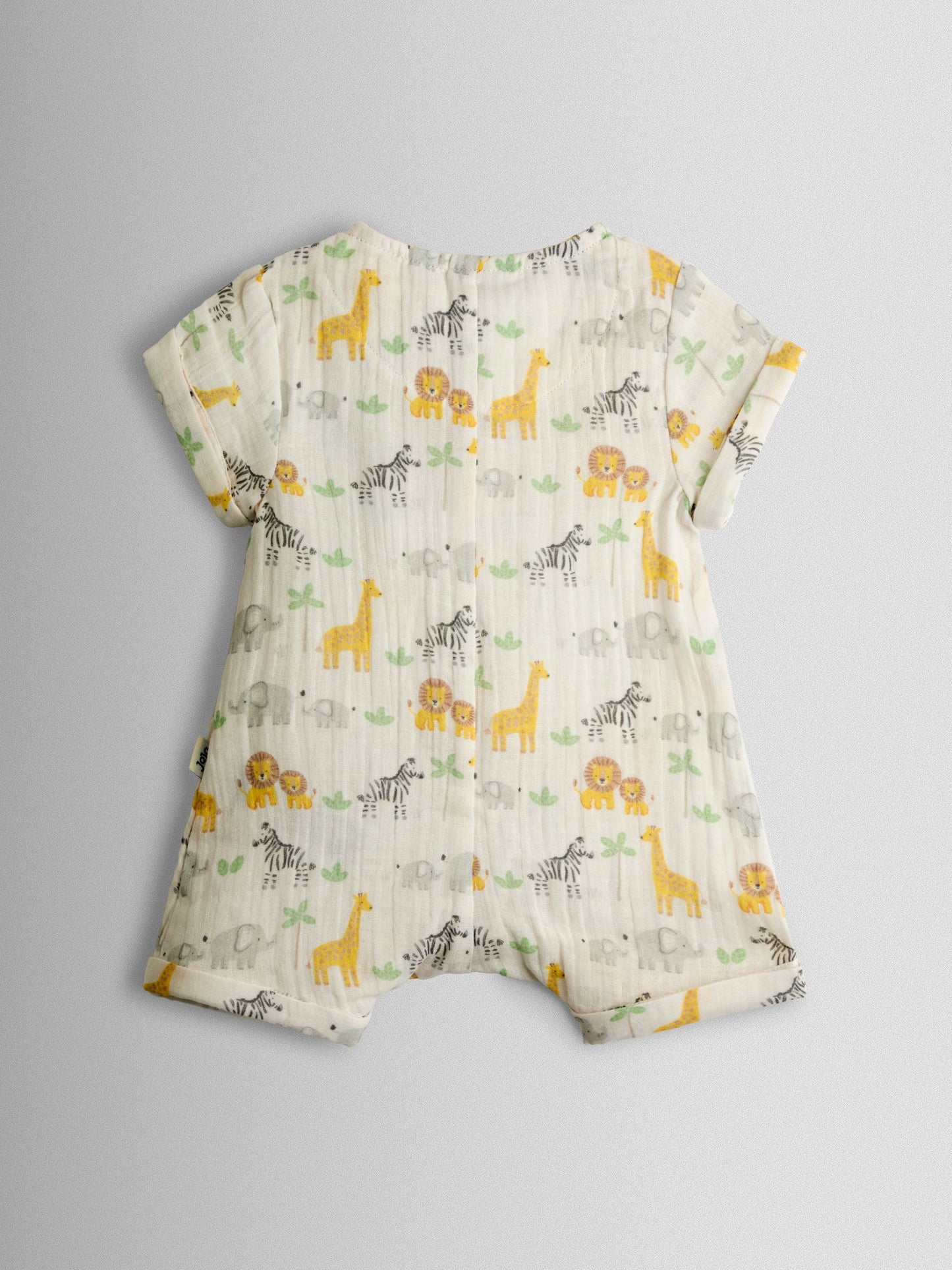 JoJo Maman Bébé Cream Safari Cheesecloth Romper & Hat Set image 4