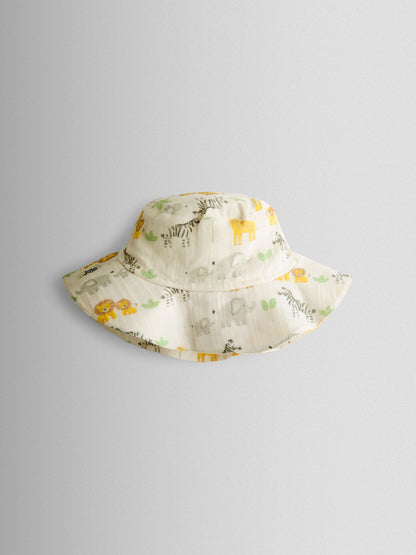 JoJo Maman Bébé Cream Safari Cheesecloth Romper & Hat Set image 5