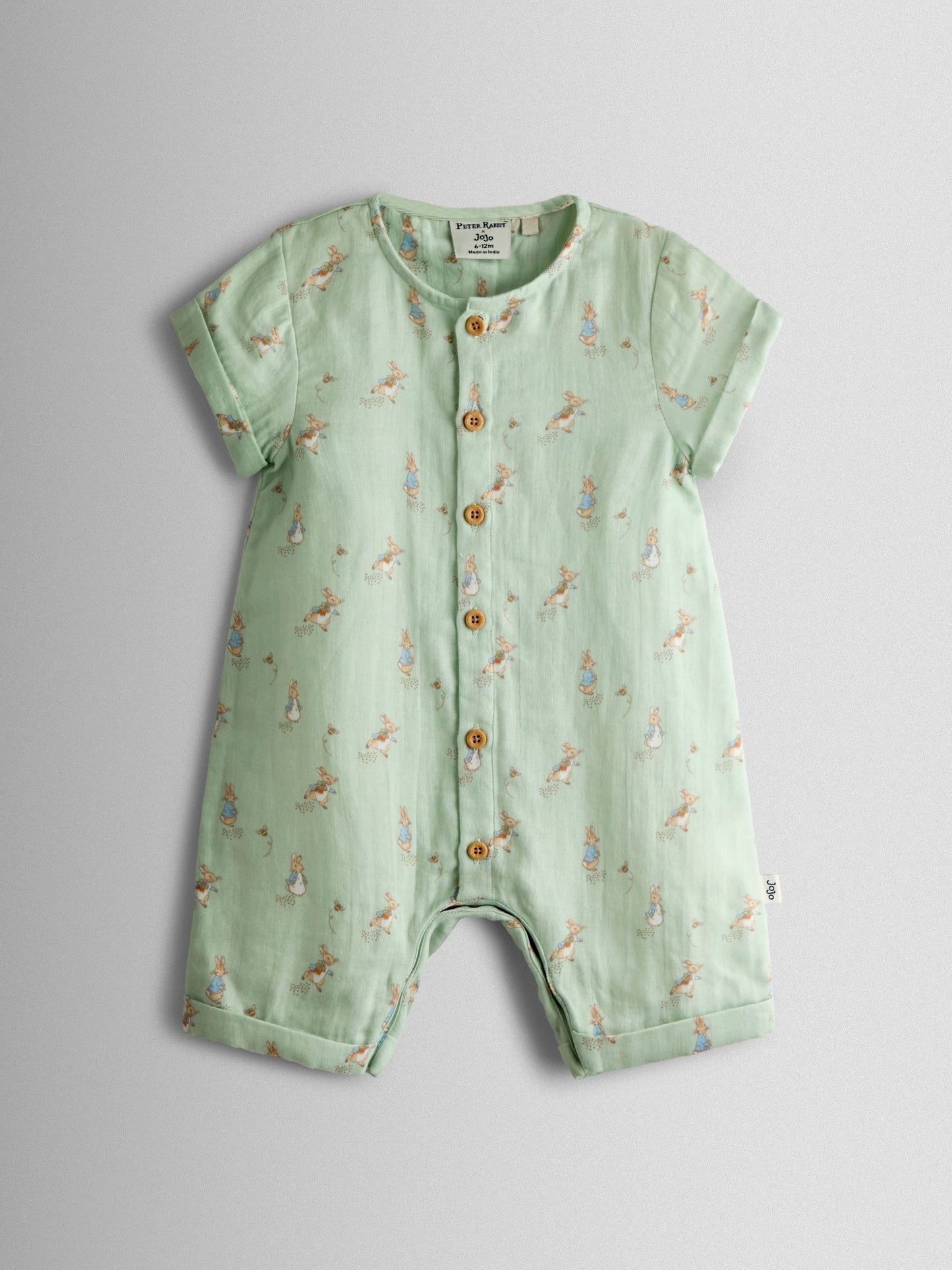 JoJo Maman Bébé Green Peter Rabbit™ Cheesecloth Romper image 2