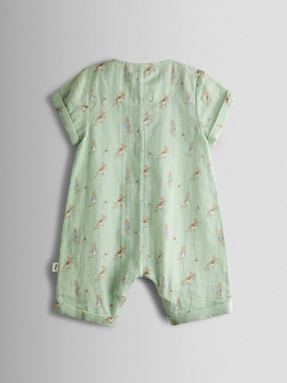 JoJo Maman Bébé Green Peter Rabbit™ Cheesecloth Romper image 3