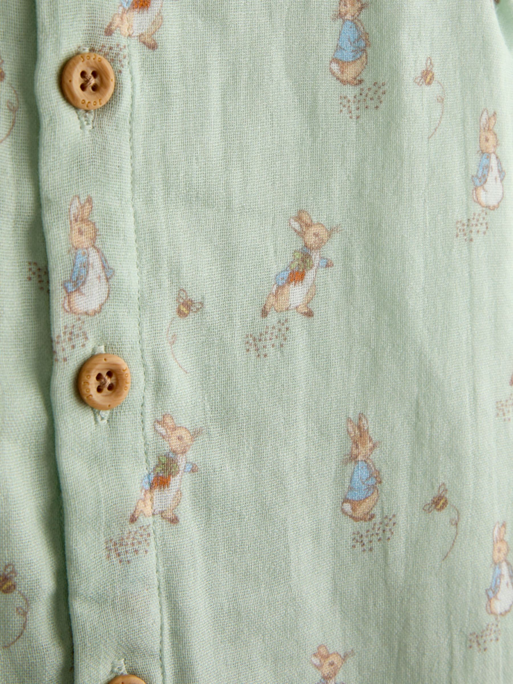 JoJo Maman Bébé Green Peter Rabbit™ Cheesecloth Romper image 4