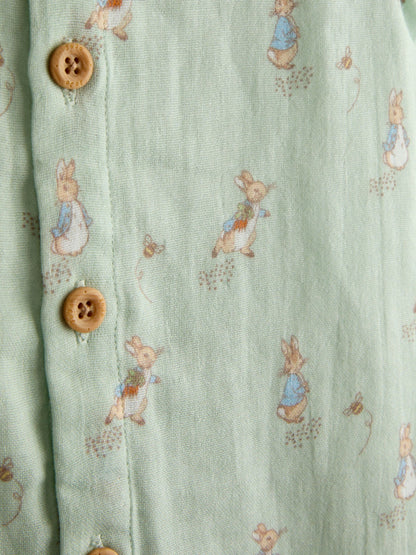 JoJo Maman Bébé Green Peter Rabbit™ Cheesecloth Romper image 4
