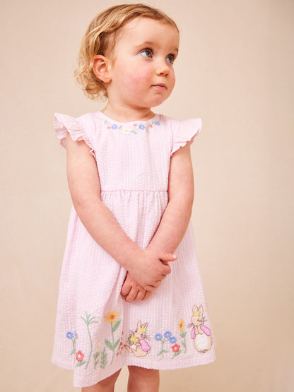 JoJo Maman Bébé Pink Flopsy Bunny Embroidered Dress & Knicker Set image 2