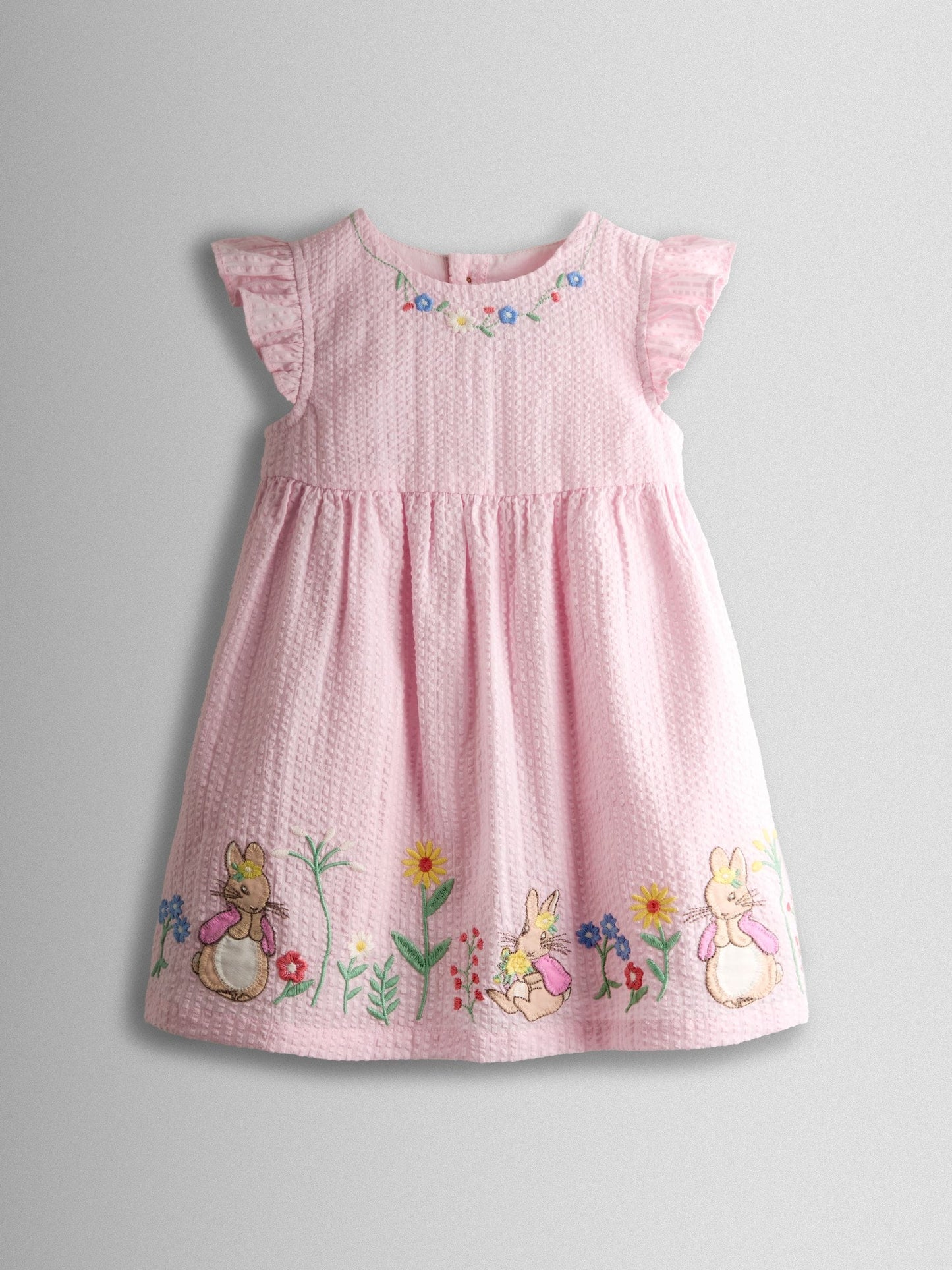 JoJo Maman Bébé Pink Flopsy Bunny Embroidered Dress & Knicker Set image 3