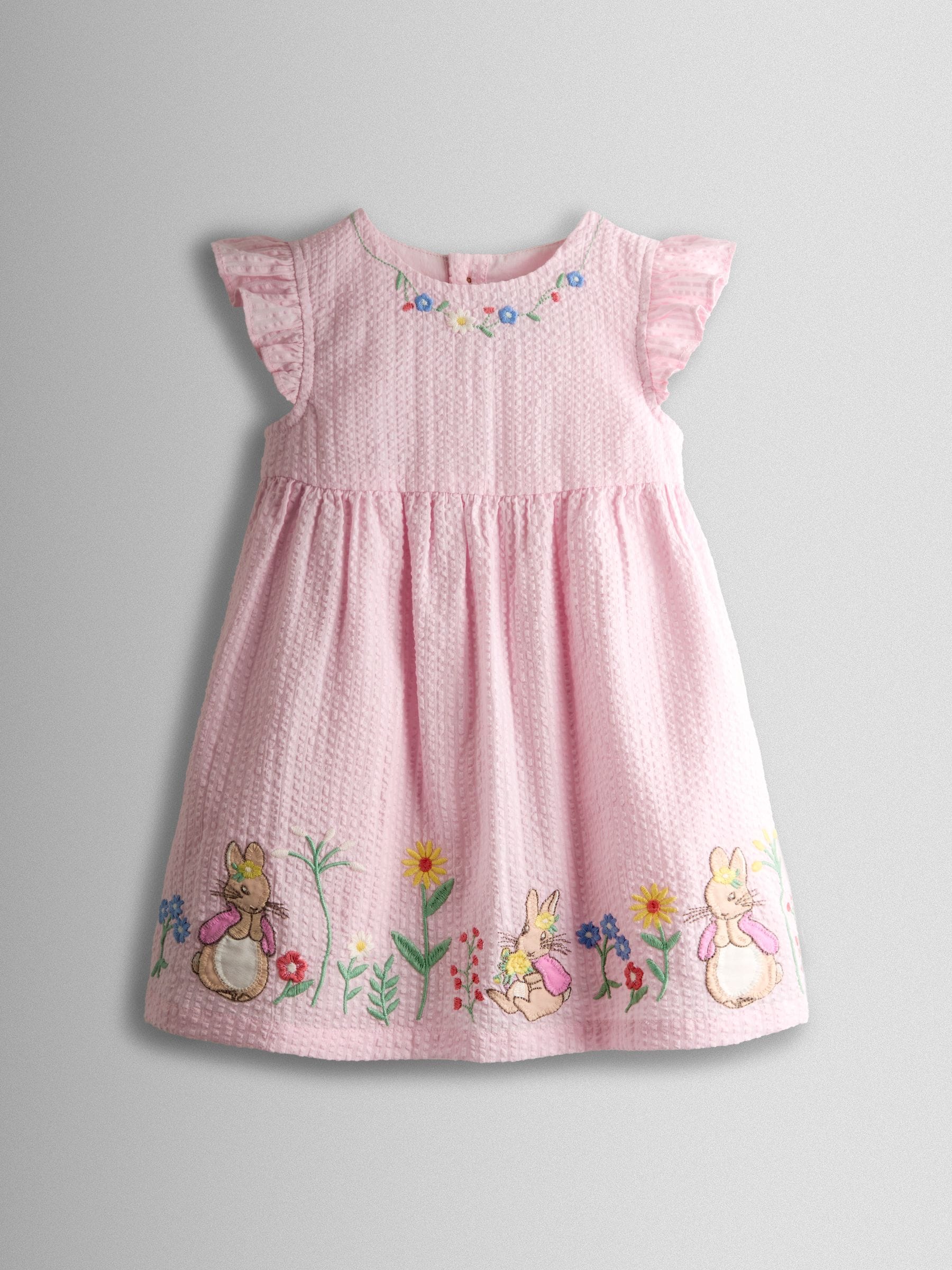 JoJo Maman Bébé Pink Flopsy Bunny Embroidered Dress & Knicker Set image 3