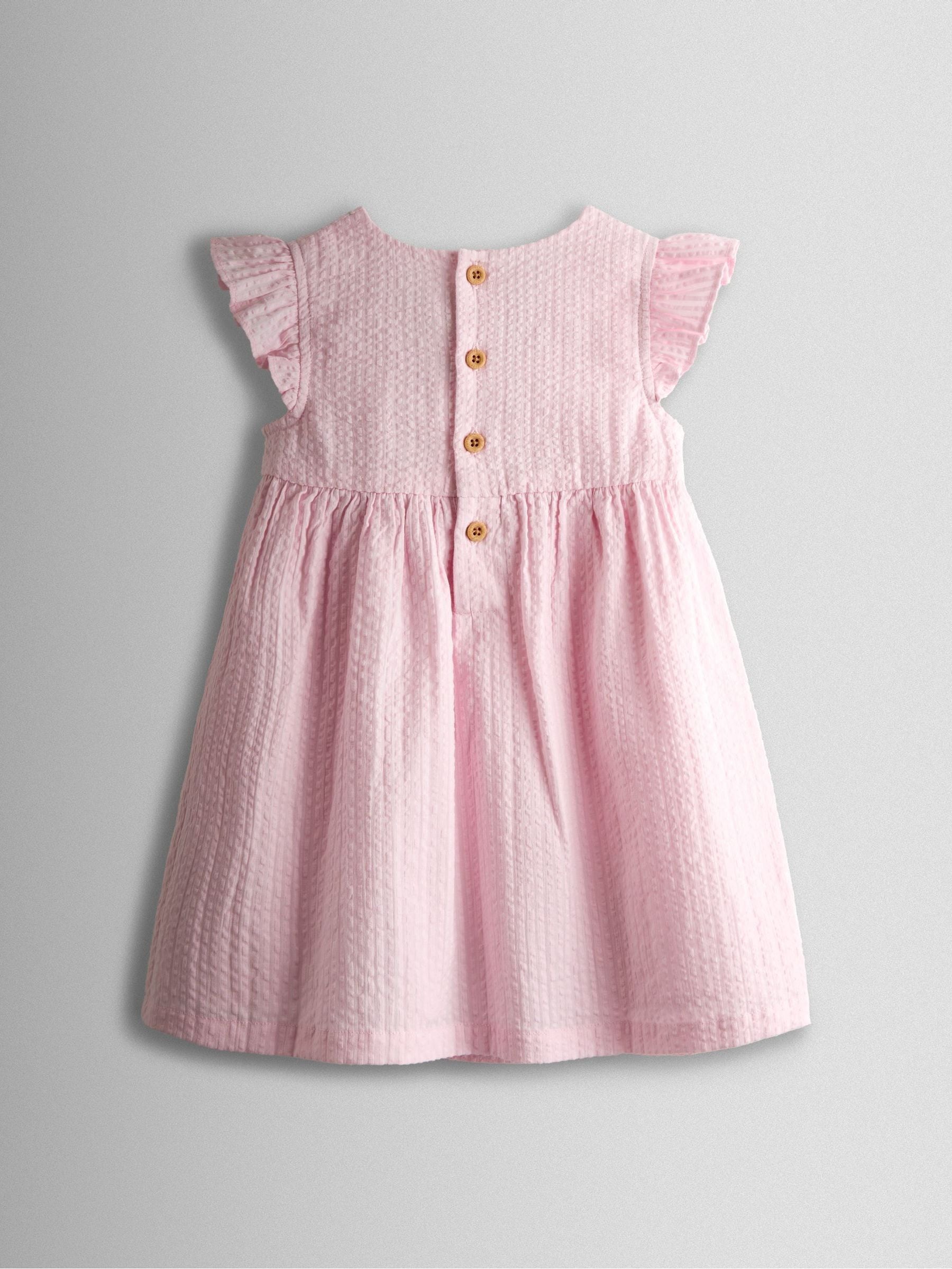 JoJo Maman Bébé Pink Flopsy Bunny Embroidered Dress & Knicker Set image 4