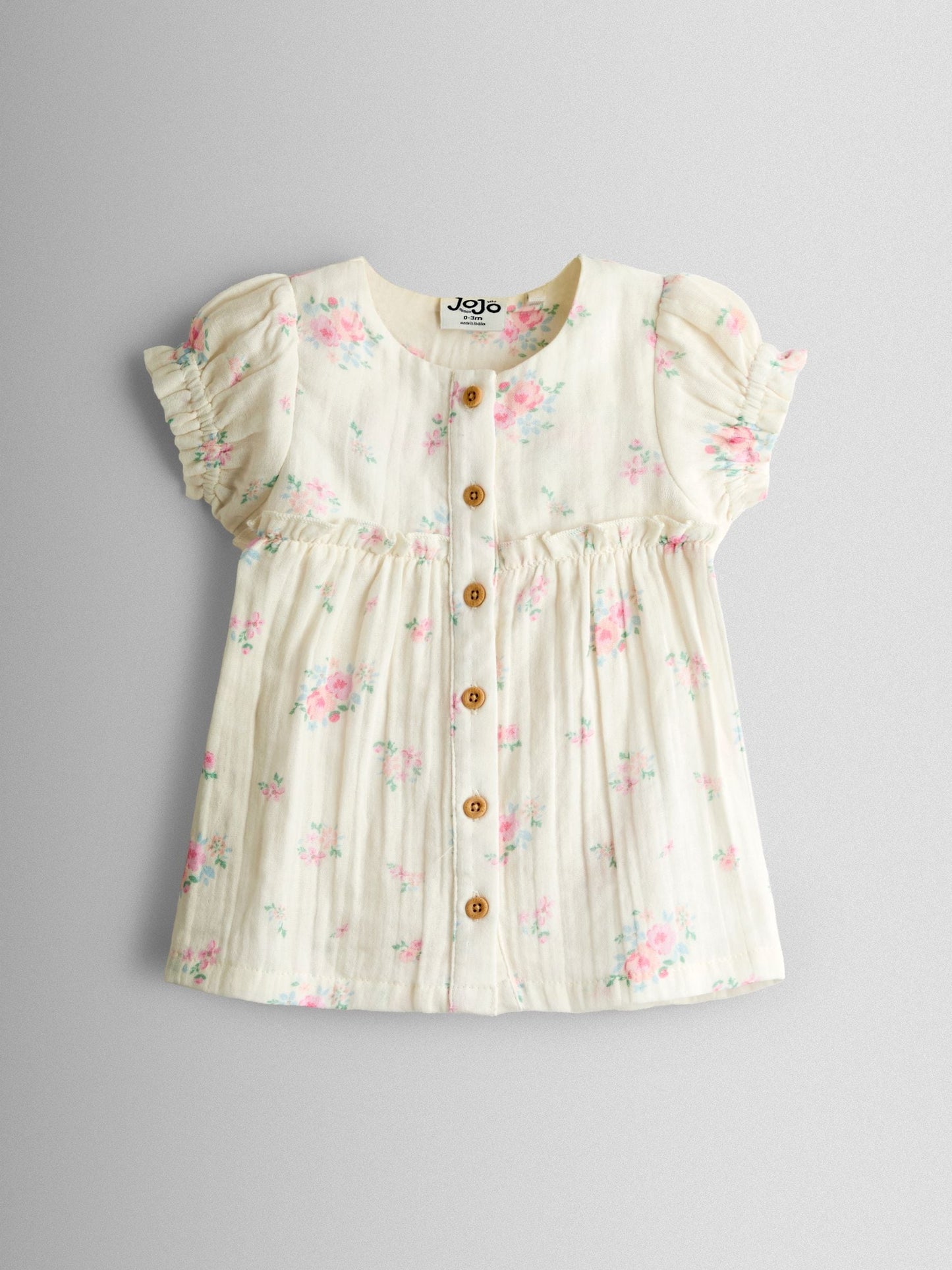 JoJo Maman Bébé Cream Floral Dress and Knicker Set image 3