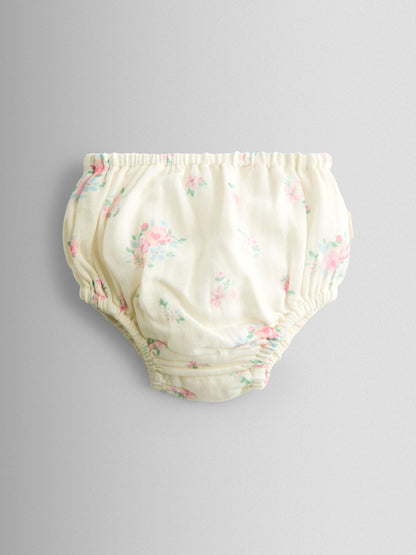 JoJo Maman Bébé Cream Floral Dress and Knicker Set image 5