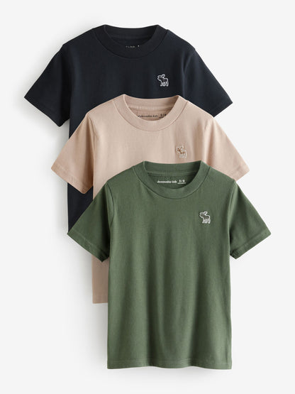 Dsiney Kidz - Abercrombie & Fitch Green/Beige/Black Short Sleeve T-Shirts 3 Pack image 1