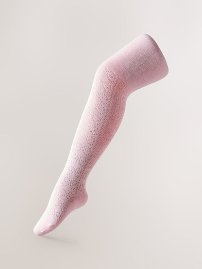 Baker by Ted Baker Pointelle Pink/White Tights 2 Pack image 2