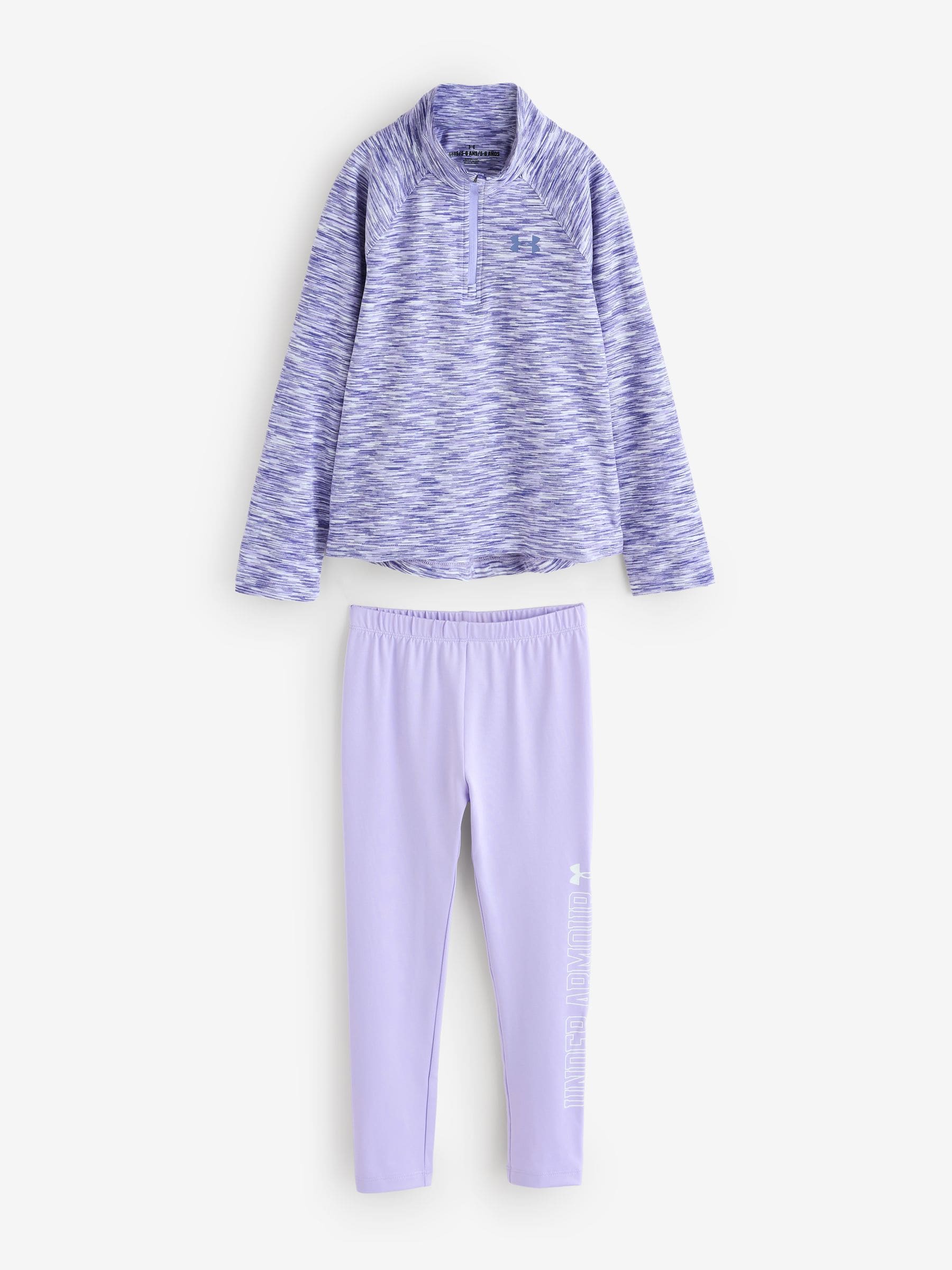 Under Armour Purple Tech 1/4 Zip 3 Way Colour Twist Top  and Leggings Set image 1