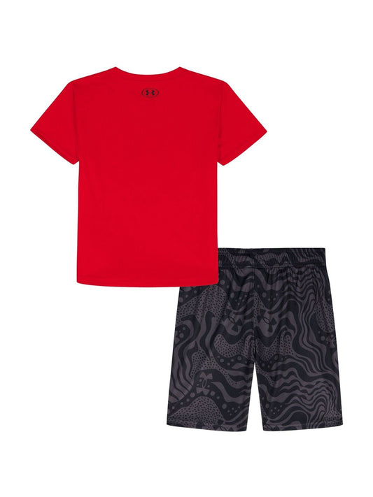 Under Armour Red Tech Printed Shorts and T-Shirt Set image 2