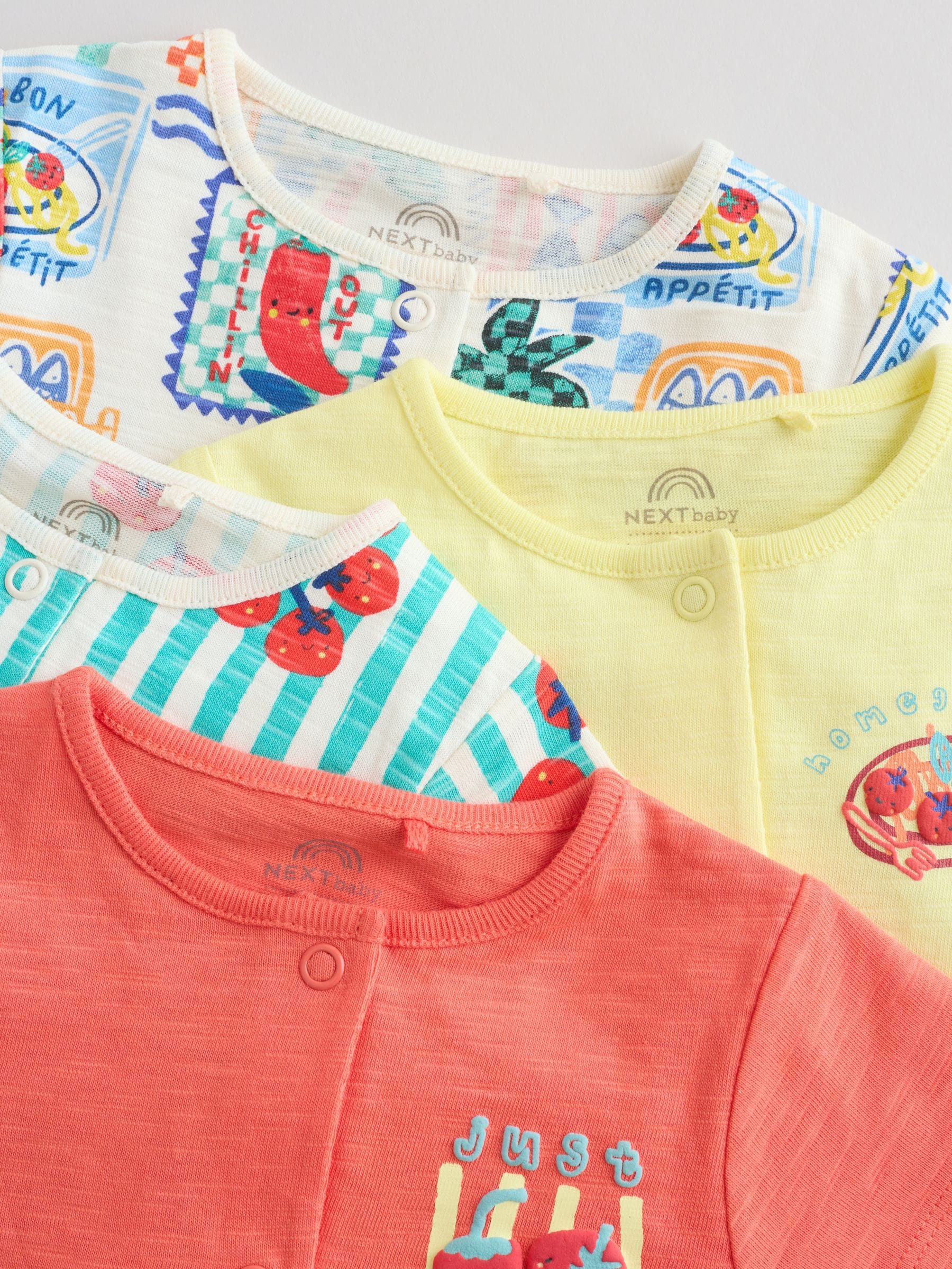 Tomato Print Jersey Baby Rompers 4 Pack image 8