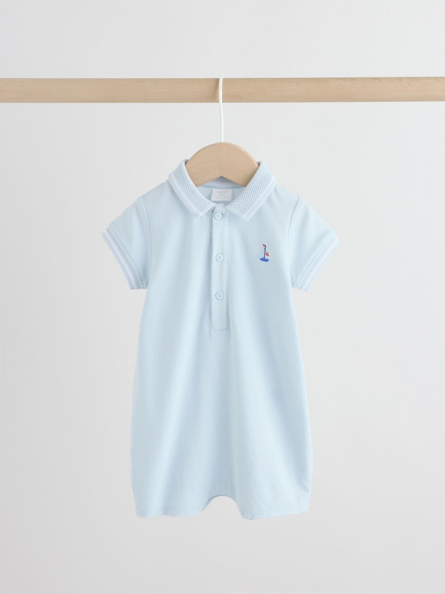 Grey colourblock Jersey Collared Rompers Baby 2 Pack image 3