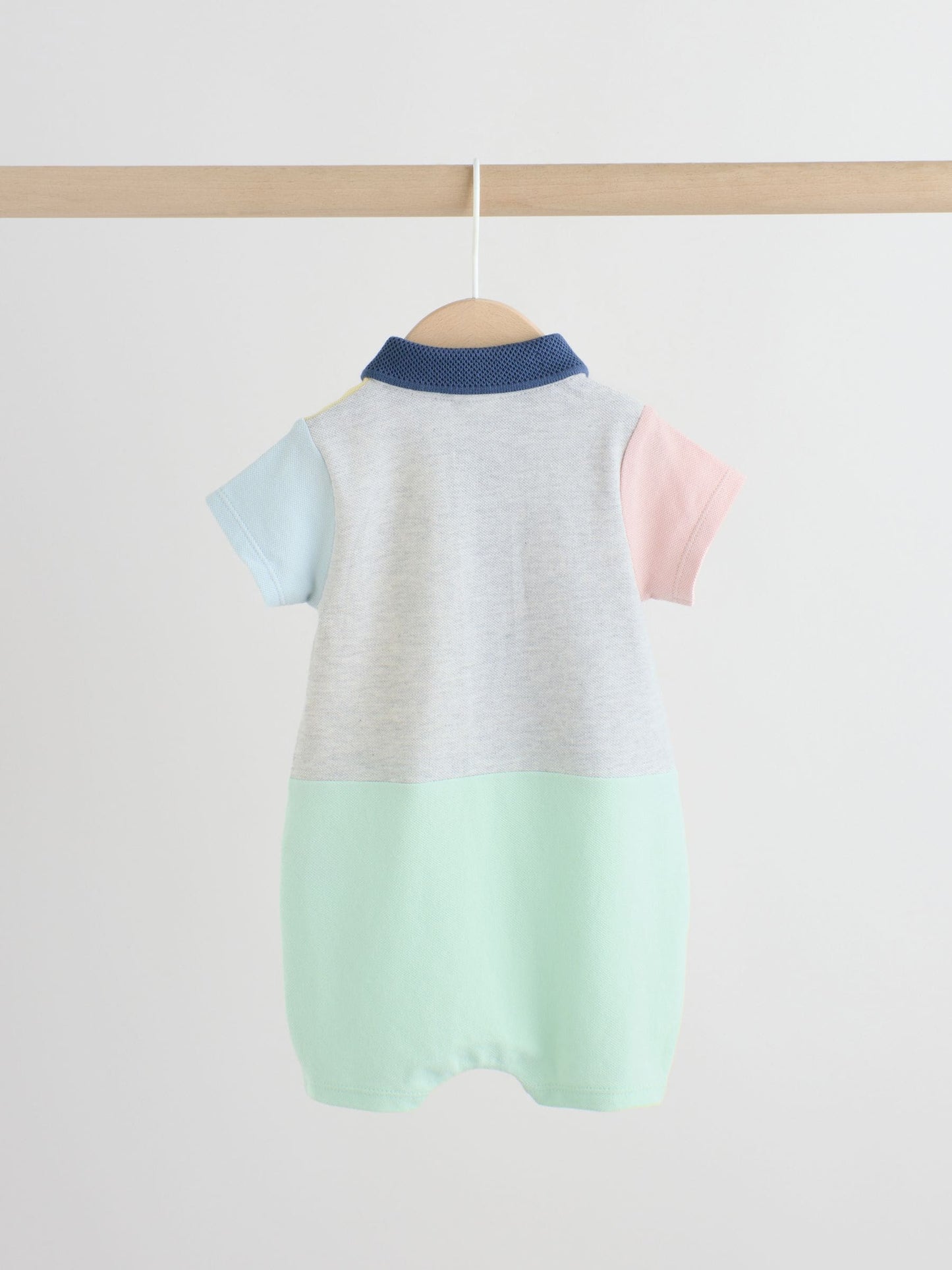 Grey colourblock Jersey Collared Rompers Baby 2 Pack image 5