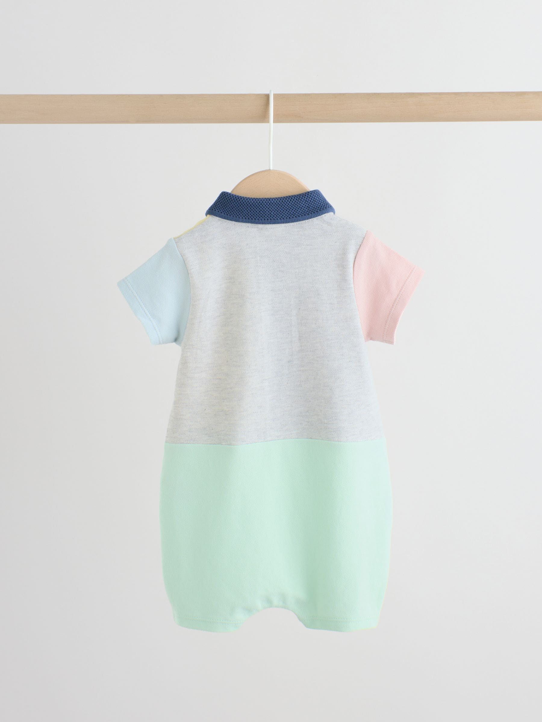 Grey colourblock Jersey Collared Rompers Baby 2 Pack image 5