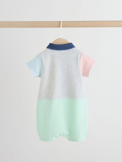 Grey colourblock Jersey Collared Rompers Baby 2 Pack image 5