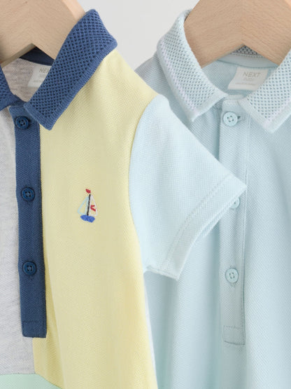 Grey colourblock Jersey Collared Rompers Baby 2 Pack image 6